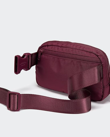 Pander Two Way Zipper Fanny Pack Nylon Everywhere Belt Bag for Women, Water Repellent Waist Packs, Crossbody Bags with Adjustable Strap (Red Merlot).