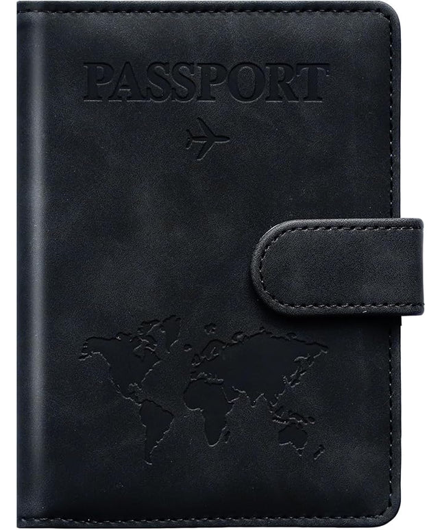 Passport Holder for Travel Women and Men RFID Passport Holder with Card Slots Holder Passport Case Passport cover Passport Wallet Travel Essentials and Accessories (Buckle, Black)