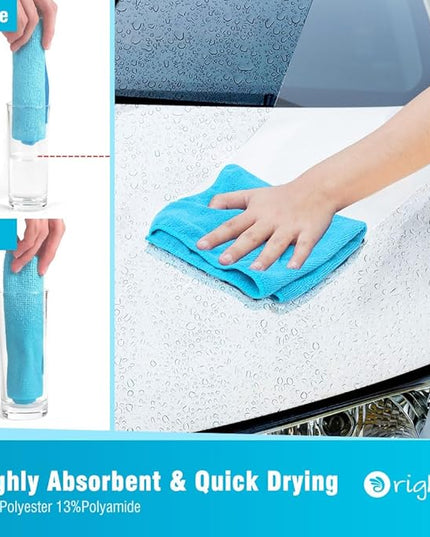 Orighty Microfiber Cleaning Cloth Pack of 120, Microfiber Towels for Cars, Highly Absorbent Car Cleaning Supplies, Lint Free Cloths Clean Rags for Car Care, House, Kitchen, 12x12 inch