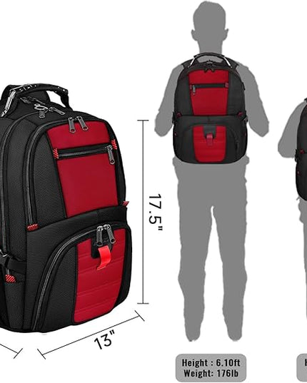 YOREPEK Travel Backpack, Extra Large 50L Laptop Backpacks for Men Women, Water Resistant College Backpack Airline Approved Business Work Bag with USB Charging Port Fits 17 Inch Computer, Bright Red