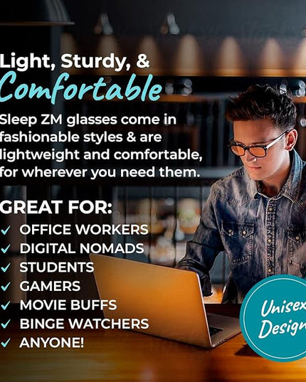 100% Blue Light Blocking Glasses - Women + Men - Better Sleep - Anti Eye Strain Protection - Computer Screens Gaming