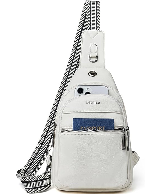 Sling Bag For Women Faux Leather Small Casual Daypack Backpack Fanny Pack Crossbody Chest Bags Purse