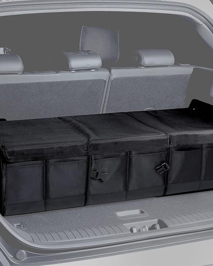 1680D Trunk Organizer with Lid, 114L for SUVs & Trucks, Load-Supporting Rigid PP Panels, Reinforced 800D×800D Weave, Water-Resistant