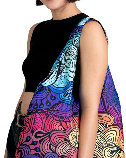 Nanobag Ultralight Heavy Duty Foldable Tote for Women & Men, Reusable Grocery & Travel Bag, Packable Collapsible Compact Market Essential (XL Psychedelic)