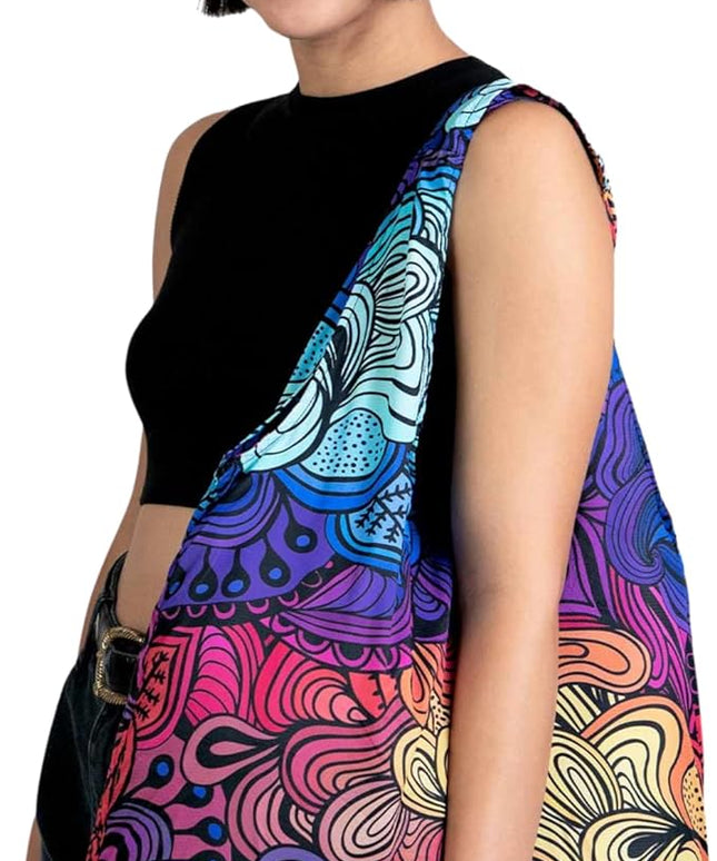 Nanobag Ultralight Heavy Duty Foldable Tote for Women & Men, Reusable Grocery & Travel Bag, Packable Collapsible Compact Market Essential (XL Psychedelic)