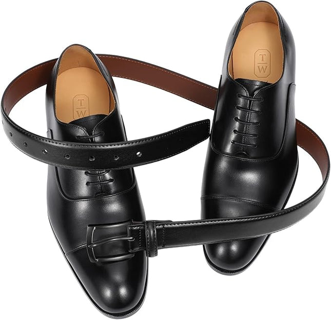 Men's Belt 2Pack Genuine Leather Belt for Men Dress Casual Golf Jeans Pants 1 3/8"