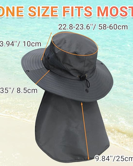 NPQQUAN Sun Hats for Men Women with Neck Flap UPF 50+ UV Protection Wide Brim Bucket Hat Safari Hiking Fishing Hats
