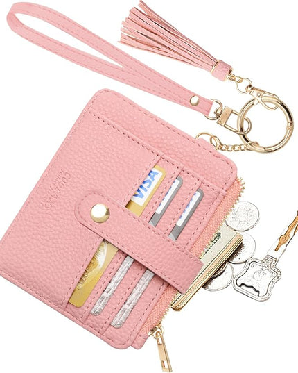 COOLANS Silicone Bracelet Wristlet Wallet Credit Card Holder RFID,ID Window,Key Ring Tassel,Slim Wallet Women Keychain Purse