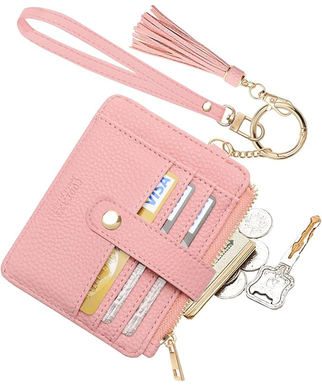 COOLANS Silicone Bracelet Wristlet Wallet Credit Card Holder RFID,ID Window,Key Ring Tassel,Slim Wallet Women Keychain Purse