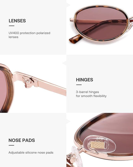 SOJOS Trendy Oval Polarized Sunglasses for Women Men, 80s 90s Chic Retro Vintage Sunnies SJ1248