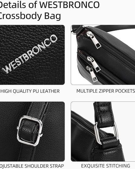 WESTBRONCO Crossbody Bags for Women, Medium Size Shoulder Handbags, Satchel Purse with Multi Zipper Pocket
