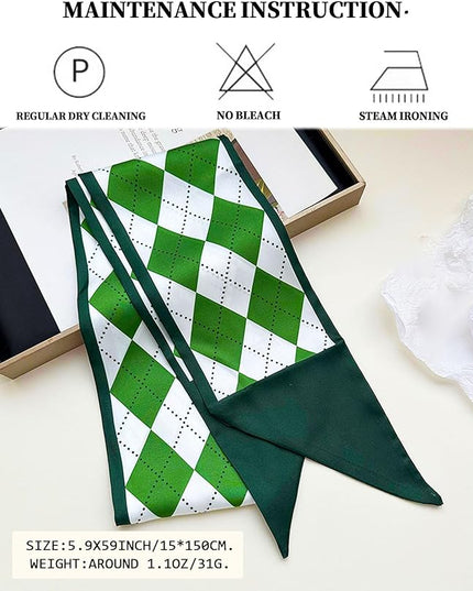 Head Scarf Purse Handle Neck Satin Hair Scarfs For Bag Lightweight Silky Long Thin Women's Fashion Scarves 59 * 5.9”