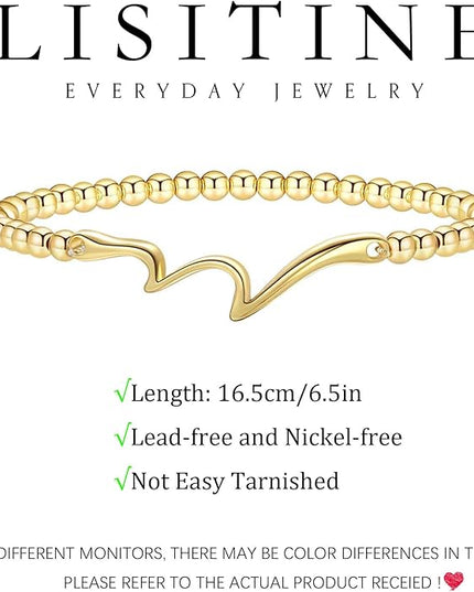 Gold Bracelets for Women 14K Gold Beaded Bracelets Stackable Bracelets for Women Gold Charm Bracelet Non Tarnish Gold Jewelry for Women Trendy