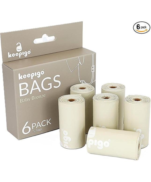 Compostable Disposable Diaper Bags Refills | 6 Rolls, 72 Leak-Proof, XL Biodegradable Baby Poop Bags | Eco-Friendly Diaper Trash Bags for Home, Travel, Pet Waste | Odor-Free,