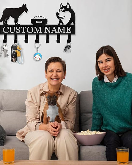 Personalized Dog Leash Holder for Wall - Custom Dog Leash Holder for Wall with Pet's Name, Metal Dog Stuff Storage Organizer, Dog Leash Hangers for Wall, Dog Decor Gifts for Entryway, Farmhouse
