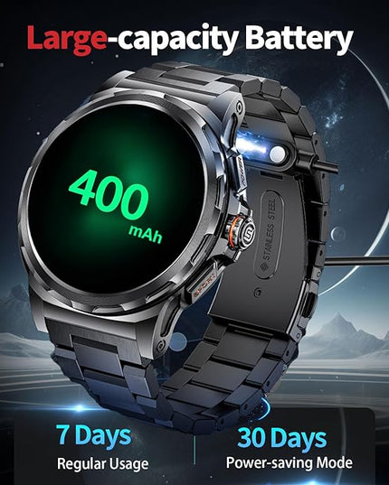 LIGE Military Smart Watch for Men(Answer/Make Call),1.43" HD AMOLED Rugged Smartwatch for iPhone Android Phone,Fitness Watch,Black Sport Watch with 120+ Sport Modes/5ATM Waterproof