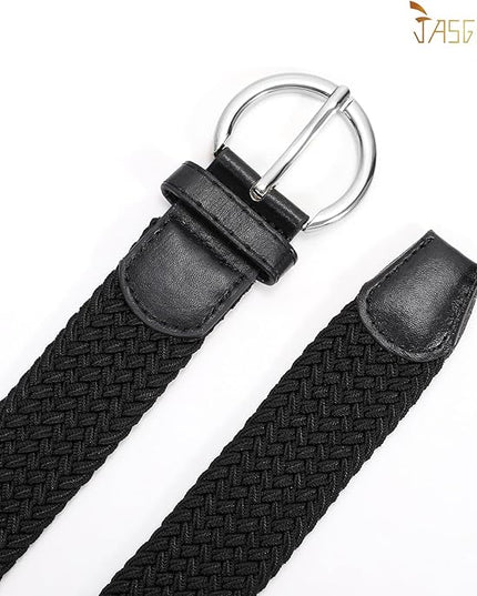 JASGOOD Women Men Braided Woven Elastic Stretch Belt Golf Canvas Casual Belt for Jeans Pants