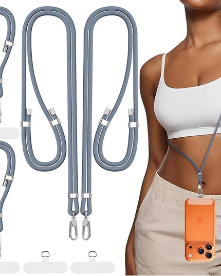 4-IN-1 Phone Lanyard + Wrist Strap, 2PCS Adjustable Length Cell Phone Lanyard with 2 Tether Tabs for iPhone,Smartphones