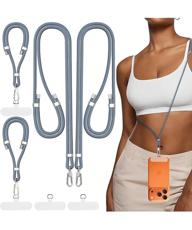 4-IN-1 Phone Lanyard + Wrist Strap, 2PCS Adjustable Length Cell Phone Lanyard with 2 Tether Tabs for iPhone,Smartphones