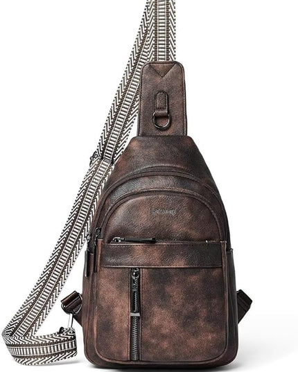 7L Sling Bag For Women Men Backpack Fanny Pack Crossbody Chest Travel Shoulder Belt Bags Purse Handbag PU Leather