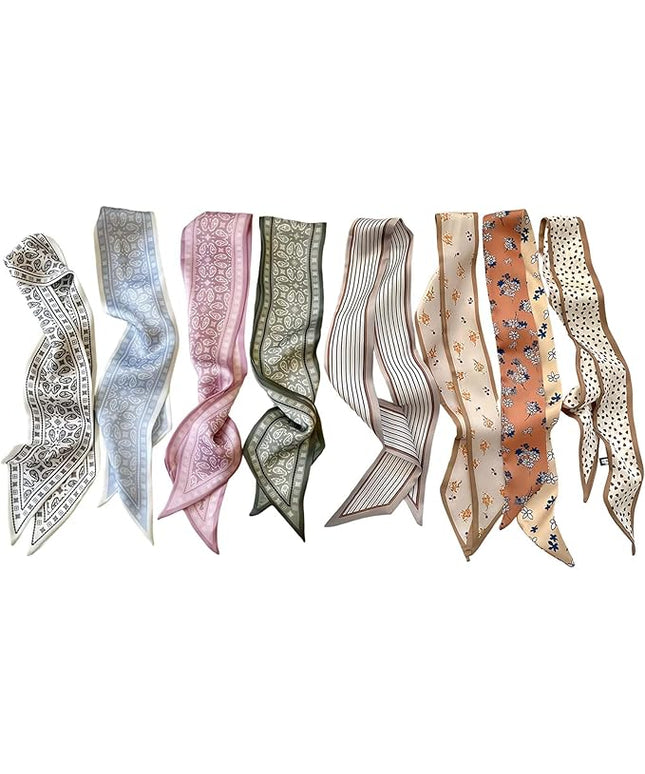24PCS Fashion Scarves for Women Multifunctional Neck Scarves Purse Scarf Headbands for Bags Hair Accessories