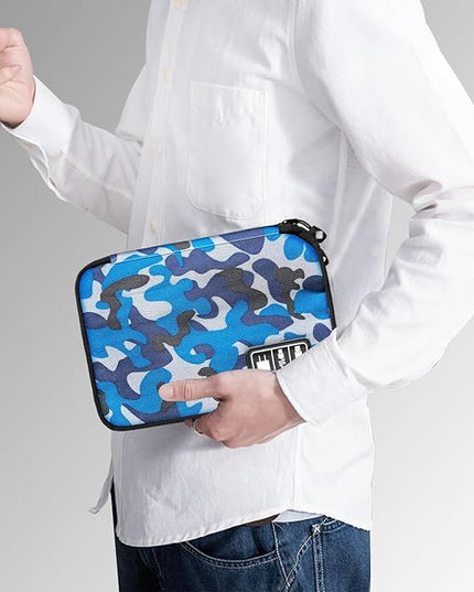 Electronics Travel Organizer,Portable Waterproof Electronic Travel Storage Bag for Small Charging Cord Storage,Charger,SD Card etc,for Travel,Business-Blue Camouflage
