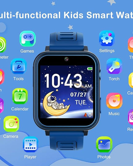 Phyulls Smart Watch for Kids with 39 Games Alarm Clock, Touchscreen, Calendaring Camera Music Player Time Display Video & Audio Recording, Toys for 3-12 Years Old Boys