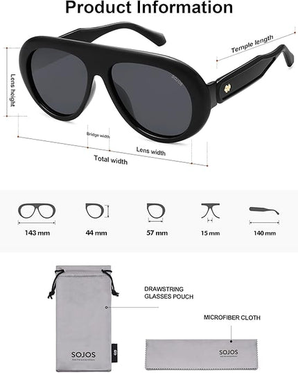 SOJOS Trendy Oversized Polarized Aviator Sunglasses Womens Men Retro Vintage 70s Style UV Protection Sun Glasses SJ2390