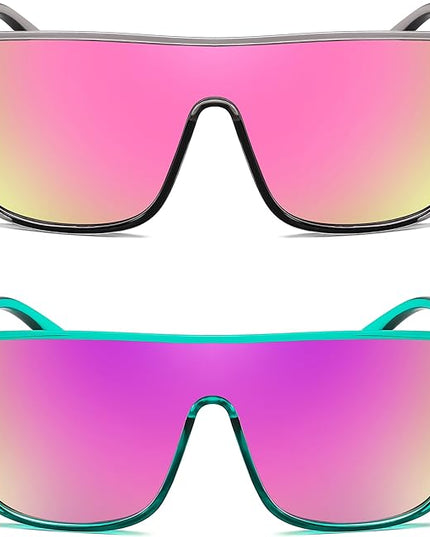 FEISEDY Sunglasses for Women Men, Fashion Mirrored Single Lens, Driving Beach Sunnies UV400 Shades B2996