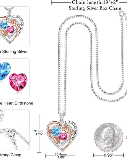 Iefil Christmas Gifts for Women - Sterling Silver Birthstone Necklace Anniversary Birthday Gifts for Her Wife Mom Daughter