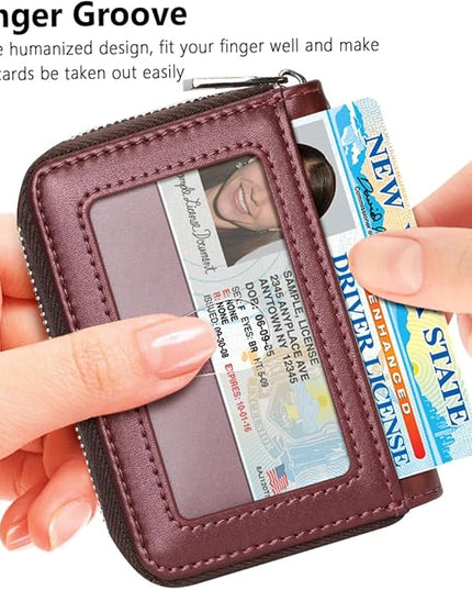 FurArt Zipper Wallet Women, RFID Blocking Credit Card Wallet, Business Card Holder, Compact Size KeyChain Wallet