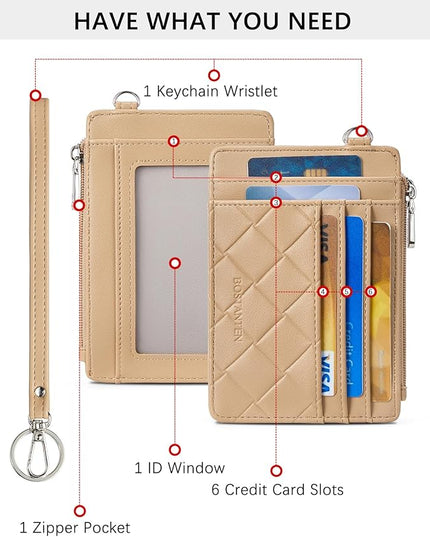 BOSTANTEN Small Wallet For Women RFID Leather Credit Card Holder Slim Wristlet Keychain Wallet With Zipper Pocket