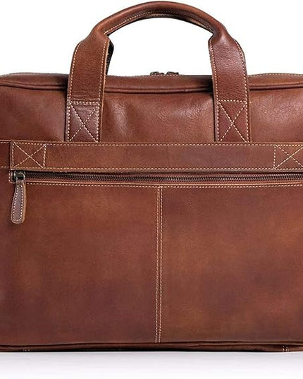 Leather briefcase 18 Inch Laptop Messenger Bags for Men and Women Best Office briefcase Satchel Bag (Tan)