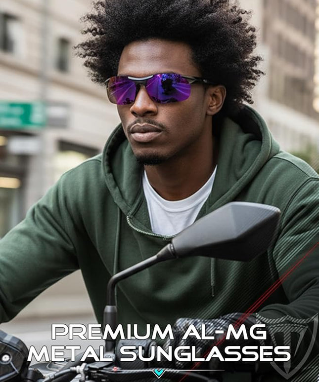 ATTCL Polarized Sunglasses Men Sports: UV Protection Anti Glare Wrap Around Lightweight Metal Driving Fishing Golf Running