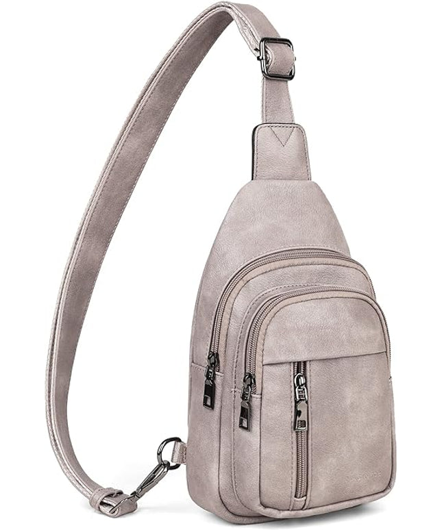 MASINTOR Sling Bag for Women - Crossbody Bags Fanny Pack with Vegan Leather - Adjustable Sling Backack for Travel