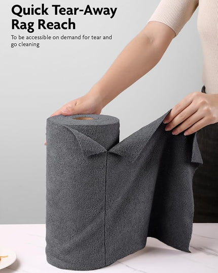 Fantasticlean Microfiber Cleaning Cloth Roll -40 Pack, Tear Away Microfiber Towels, 12" x 12", Reusable, Washable, Scratch Free, Ultra Absorbent for All-Around Cleaning Supplies (DimGrey)