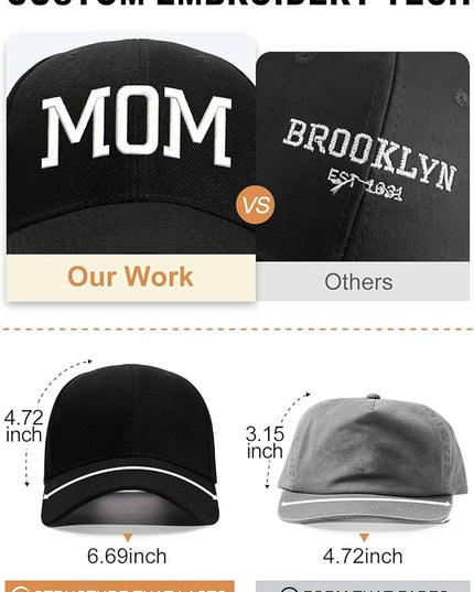 Custom4U Custom Hat Baseball Cap Adjustable Embroidered Mom Dad Hat for Men Women Gifts for New Parents Personalized Text S/L