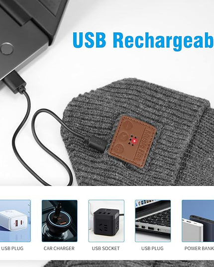 Bluetooth Beanie for Men Women, HD Stereo Sound Beanie with Headphones, Unique Tech Gifts for Men Husband Him Teen