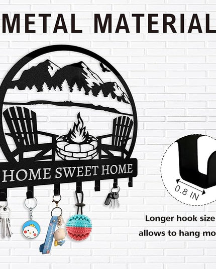 Dyoart Personalized Metal Key Holder - Custom Wall Mount with Mountain Design - Camping Key Hooks for Wall Organizer - Key Rack Decoration for Entryway