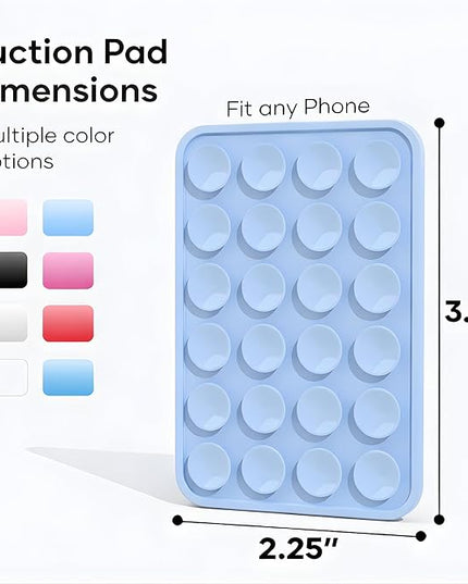 Suction Phone Case Mount, Phone Sticky Grip for iPhone and Android, Adhesive Phone Accessory, Hands-Free Mirror Shower Phone Holder for Videos and Selfies (Baby Blue)