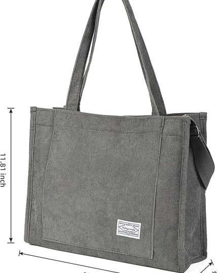 Valleycomfy Corduroy Tote Bag for Women Travel Crossbody Bag Purse Women Shoulder Bags Work Handbags Everyday Hobo Bag