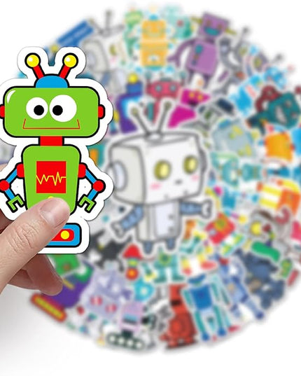 Cute Robot Stickers for Water Bottle,Waterproof Vinyl 50pcs Stickers for Laptop Computer Phone Bumper Skateboard Luggage Decals for Teens Adults