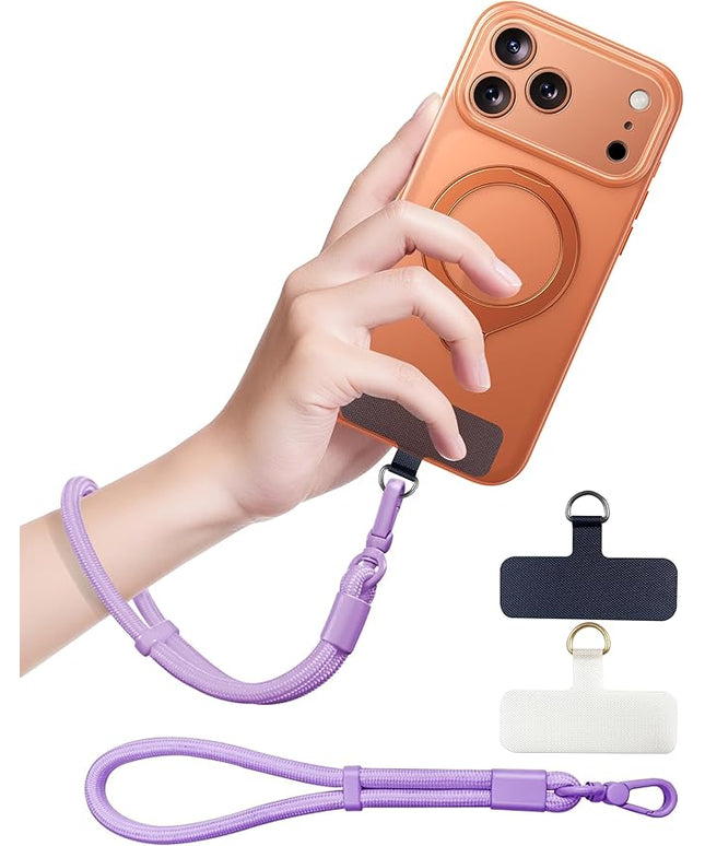 Phone Lanyard, Phone Wrist Strap for Cellphone Case, Adjustable Cell Phone Strap with 2 Tether Tabs for All Smartphones, Purple