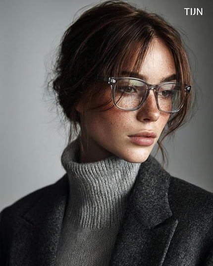 TIJN Blue Light Blocking Glasses for Women Men Clear Frame Square Nerd Eyeglasses Anti Blue Ray Computer Screen Glasses