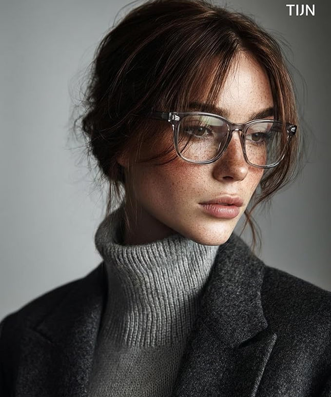 TIJN Blue Light Blocking Glasses for Women Men Clear Frame Square Nerd Eyeglasses Anti Blue Ray Computer Screen Glasses