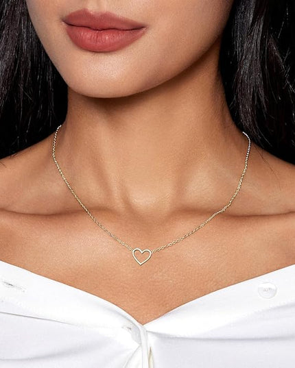 Cute Heart Necklace Dainty 18k Gold Plated Tiny Heart Pendant Choker Necklaces Small Gold Love Open Heart Chain Necklace for Women Simple Gold Necklace for Women Trendy Jewelry