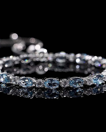 FANCIME Birthstone Tennis Bracelets Sterling Silver Bolo Tennis Bracelets Charm Fine Jewelry Birthday Gifts for Women Mom Wife Her