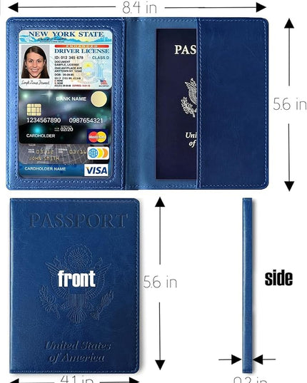 Sizobi Passport Holder for Travel Men, RFID Blocking Passport Covers Case Wallet Card Slot, International Travel Must Haves Travel Accessories for Women, Cruise Ship Essentials Travel Gifts, Navy Blue
