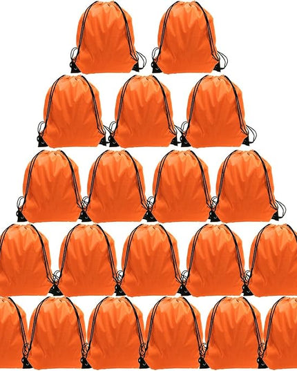 GoodtoU Drawstring Backpacks, Drawstring Nylon Bags Bulk Cinch Sack Drawstring Gym Bag for Sport, Traveling, Team (20Pcs, Orange)