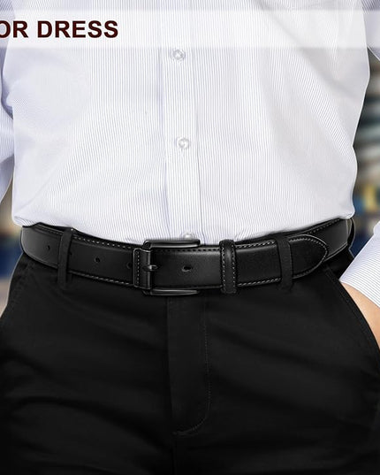 KEMISANT Men Belt 2Pack – Genuine Leather Belt for Men Dress Casual Golf Jeans 1 3/8"